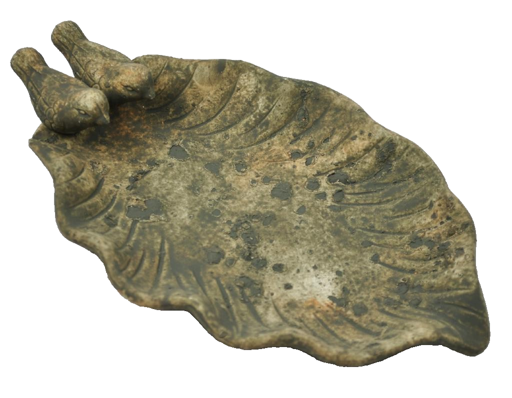 Vogeltränke,zwei kleine Vögelchen,Keramik,antik,grau/grün,24cm klein