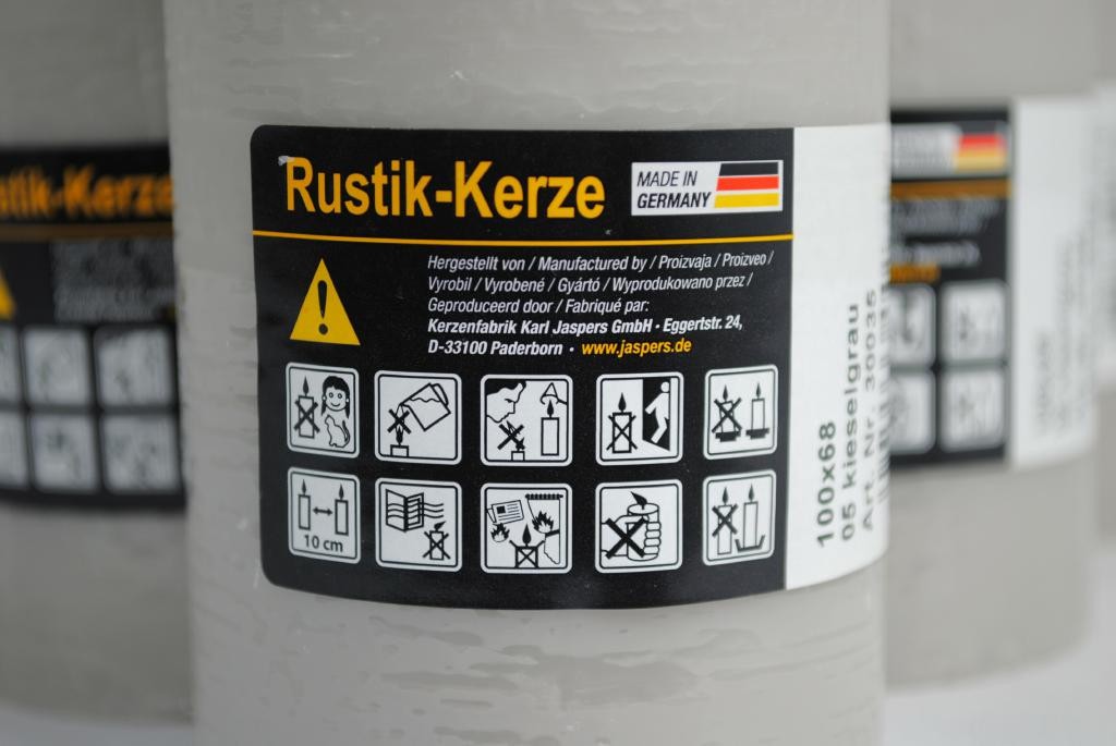 Stumpenkerze kieselgrau 100/68 mm tropfsicher 6er Pack deutsches Fabrikat