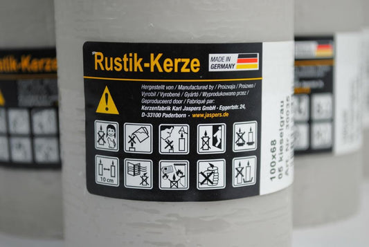 Stumpenkerze,kieselgrau,100/68 mm ,tropfsicher,6er Pack,deutsches Fabrikat