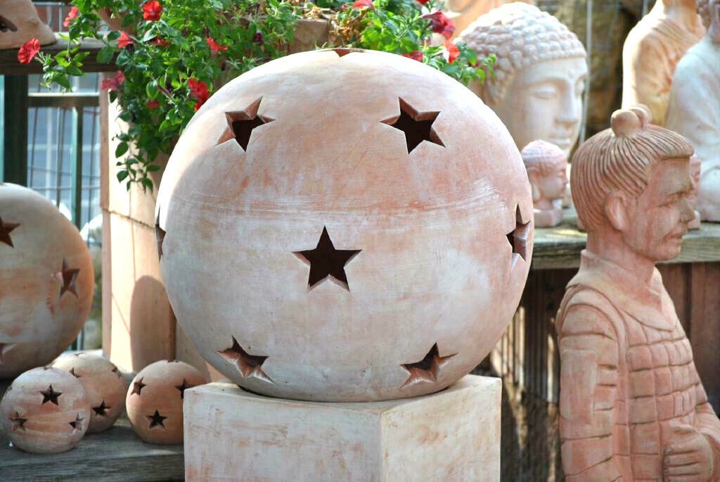 Terracottakugel,Sternkugel,frostbeständig,Windlicht,von 12cm -30cm wählbar