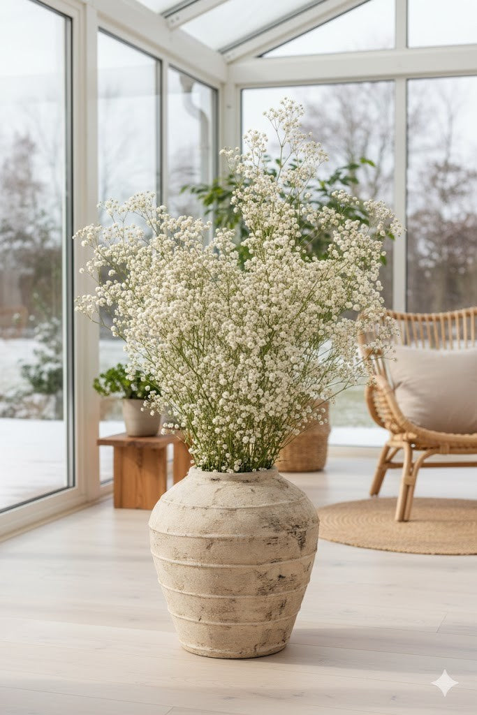 XXL Keramik Bodenvase Yaraya – Rustikales Design – Beige Old Sand – Unikat-44 cm