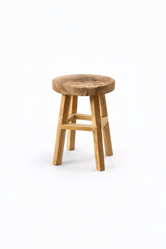 Teakholz Hocker 41 cm-30cm Ø Sitzhocker Massivholz Pflanzenhocker Blumenständer
