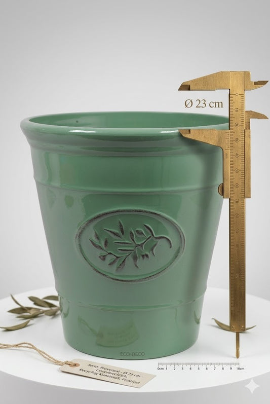 Pflanzkübel Ø 23cm – Glasur-Optik Mintgrün – Unzerbrechlich, Frostfest & leicht