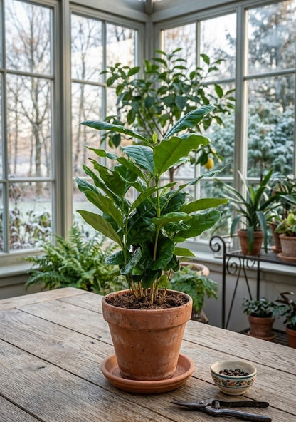 Kaffee Pflanze Coffea Arabica ca. 25cm hoch Glanzblatt Zimmerpflanze Kaffeebaum