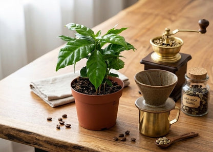 Kaffee Pflanze Coffea Arabica ca. 25cm hoch Glanzblatt Zimmerpflanze Kaffeebaum