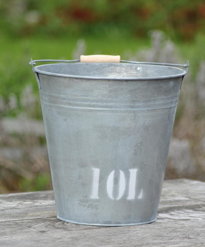 Zinkeimer,ca.10ltr.,Vintage Style mit Aufdruck,10L.als Pflanzgefäß,etc