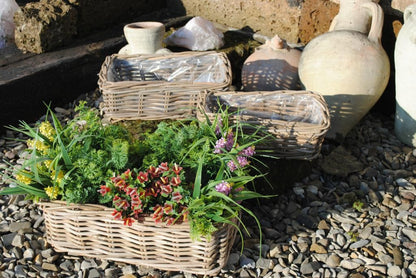 Weidenkorb Blumenkasten breite Form stabil bepflanzbar naturbelassen drei Größen