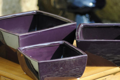 Schalenset aus Keramik aktuelles aubergine Floristik Grünpflanzen Dekoschalen