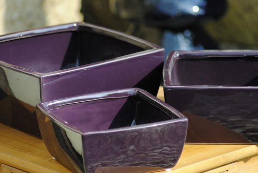 Schalenset aus Keramik,aktuelles aubergine,Floristik,Grünpflanzen,Dekoschalen