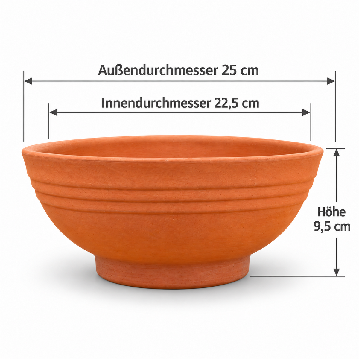 Terracotta Pflanzschale 25 cm Tonschale mit Ablaufloch Grab Garten Deko Schale