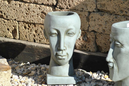Frauenkopf, bepflanzbar, terracotta ,grau, 41cm, frostbeständig