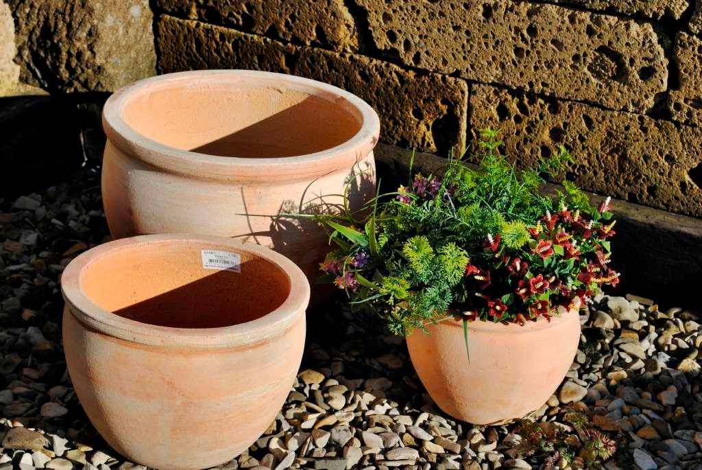 Pflanzkübel,Pflanzgefäß,Blumentopf,helles Terracotta,frostfest!3 Größen wählbar