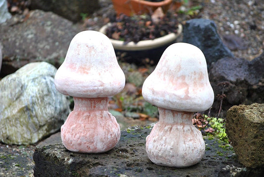 Pilz aus Terracotta – Handarbeit – Frostfest – Gartenfigur Dekoration - 25 cm