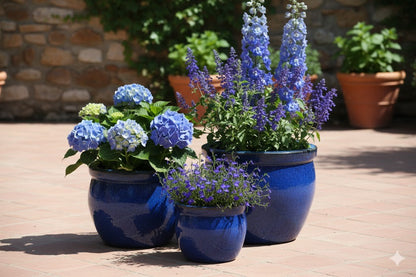 Pflanzkübel,Pflanzgefäß,Blumentopf,strahlendes blau ,frostfest!3 Größen wählbar