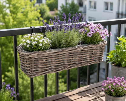 Weiden Balkonkasten 46cm mit Haken Blumenkasten Pflanzkasten Balkonkorb Natur