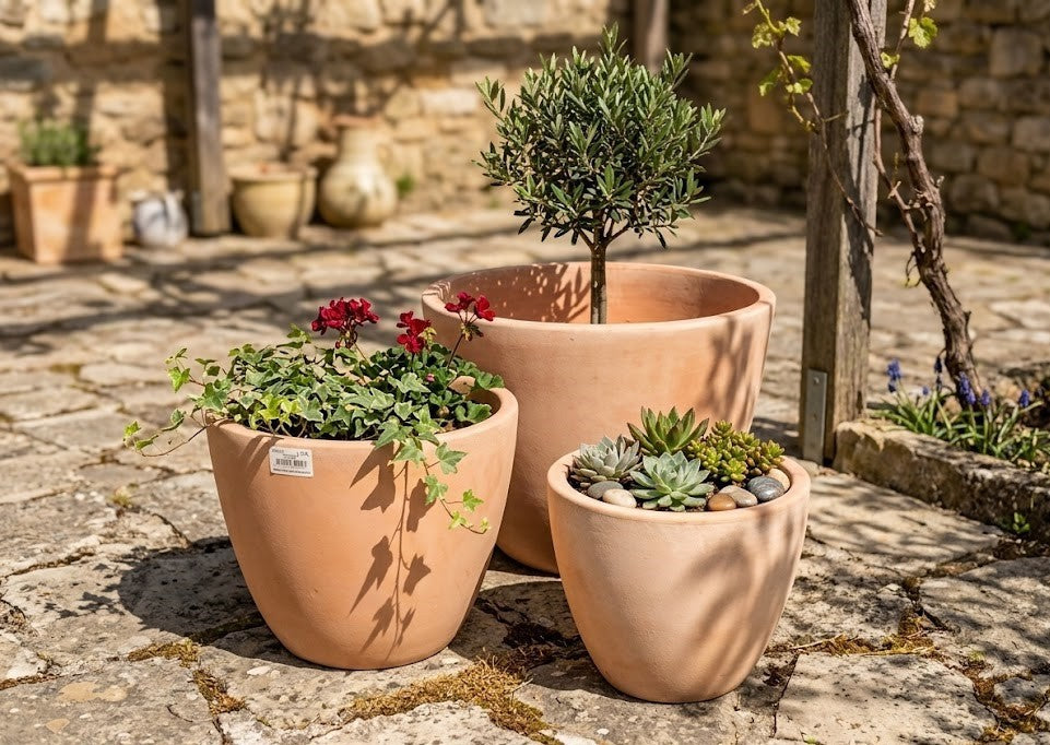 Pflanzkübel Egg Pot Blumentopf Terracotta hell frostfest!3 Größen wählbar
