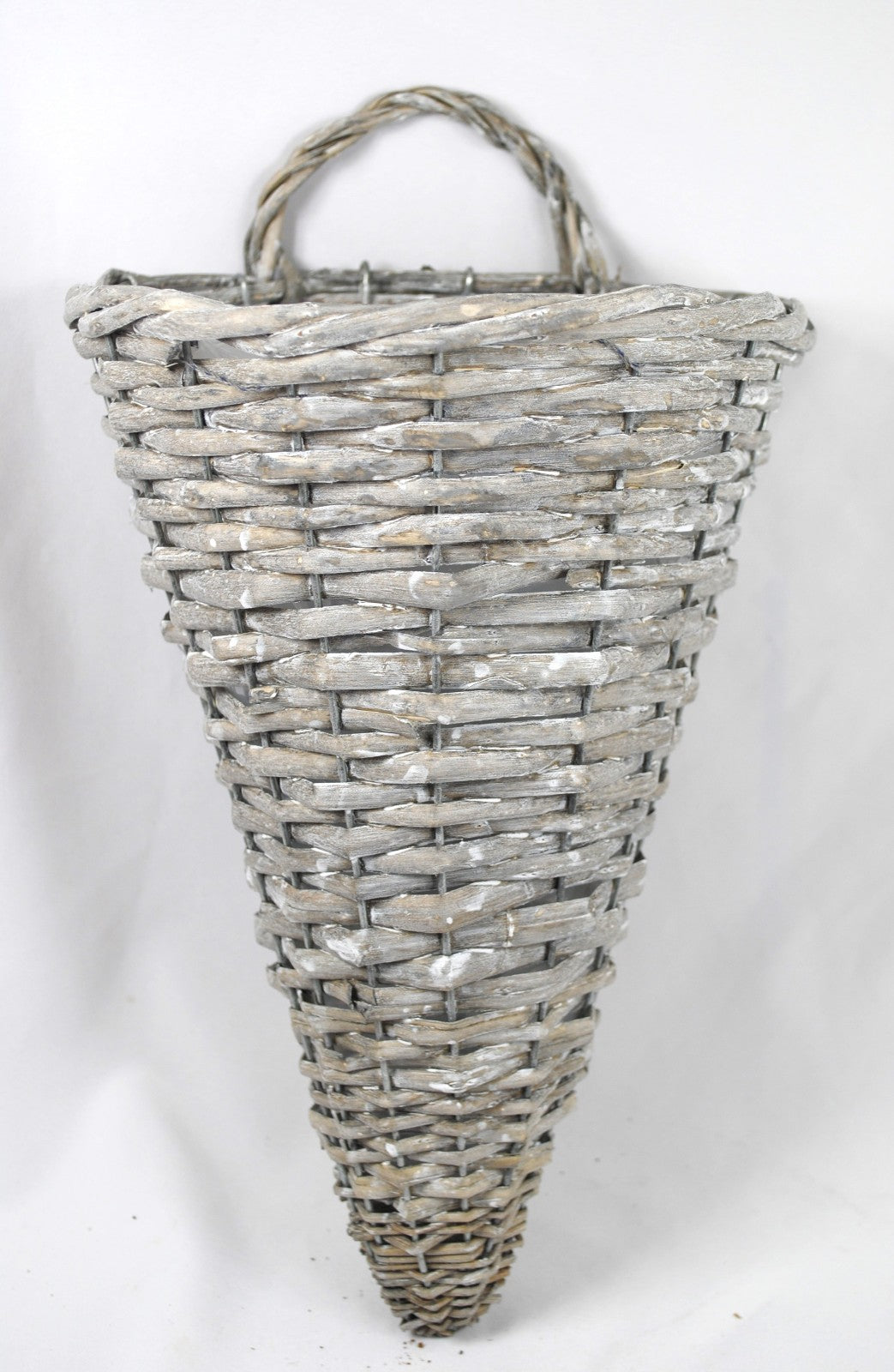 Wandgefäß Wandhänger aus Weide Handarbeit bepflanzbar 37cm hoch drahtverstärkt