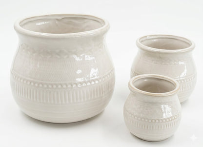 Übertöpfe weiß glasiert hübsche bauchige Form 3 Größen wählbar 9cm - 18cm Ø