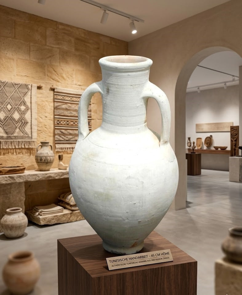 Amphore bauchig Vase mit 2 Henkeln Terracotta Tunesische Handarbeit ca.40cm hoch