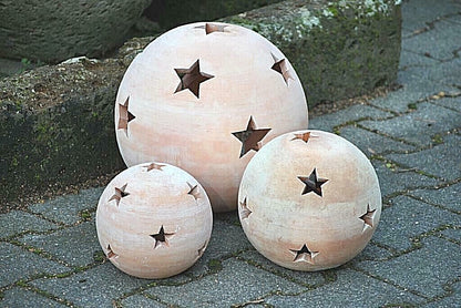 Terracottakugel,Sternkugel,frostbeständig,Windlicht,3er Set,3 Größen wählbar