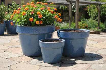 Pflanzkübel basic,Pflanzgefäß,Blumentopf,grau/blau,frostfest!3 Größen wählbar