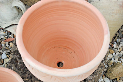 Pflanzkübel,Streifenmuster,Blumentopf,Terracotta hell,frostfest!3 Größen wählbar