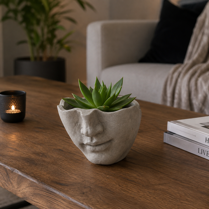 Pflanzkopf Beton Pflanzgefäß Gesicht Blumentopf Deko Kopf Innen Außen Varianten