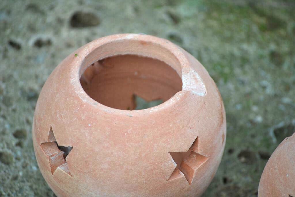 Terracottakugel,Sternkugel,frostbeständig,Windlicht,3er Set,3 Größen wählbar
