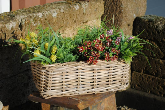 Weidenkorb,Blumenkasten,breite Form,stabil,bepflanzbar,naturbelassen,drei Größen