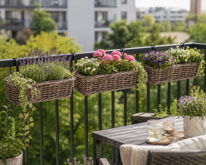 Weiden Balkonkasten 46cm mit Haken Blumenkasten Pflanzkasten Balkonkorb Natur