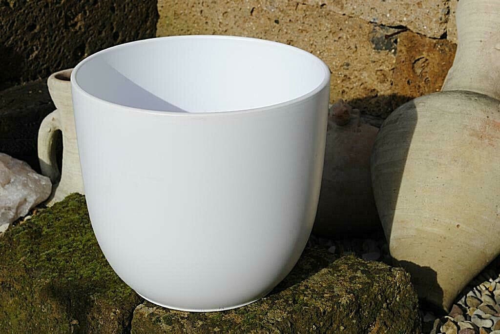 Übertopf Keramiktopf für den Innenbereich sehr modern schlicht weiß 31cm