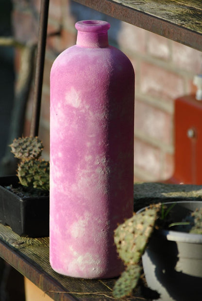 Glasvase,Flasche,gefrostet,4 wunderschöne Farben wählbar,33cm hoch
