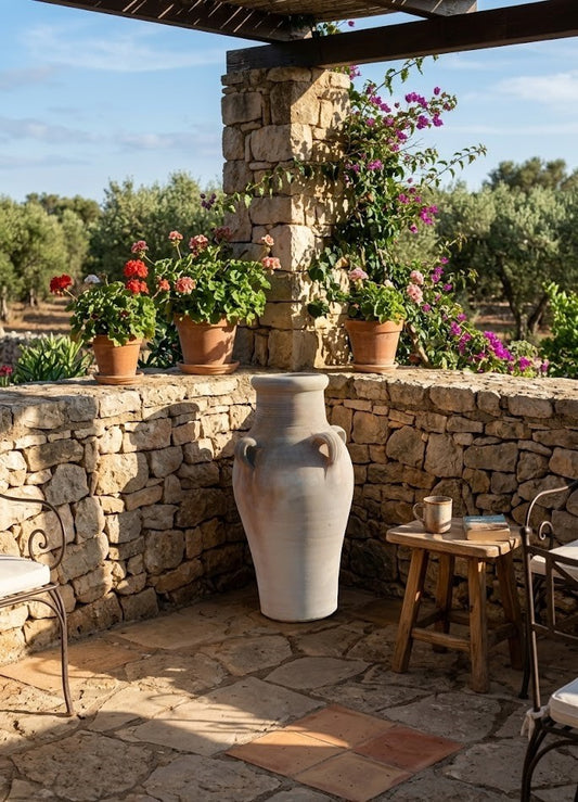Amphore 4 Henkel Terracotta rustikale Tunesische Handarbeit 50cm hoch