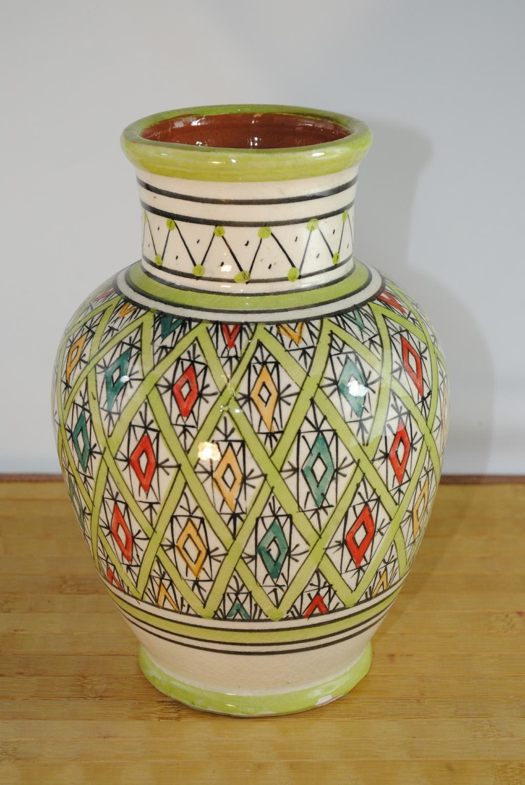 Keramikvase,tunesisches Kunsthandwerk,handbemalt,traditionelles Muster,16+23cm