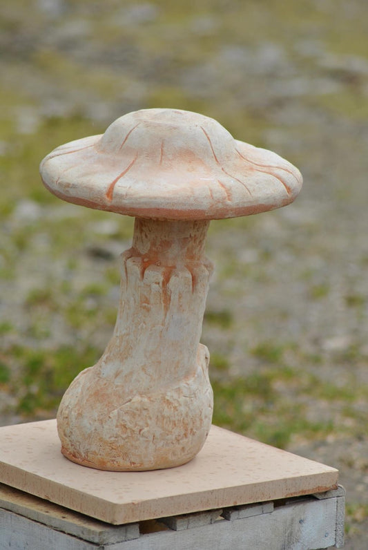 Pilz aus Terracotta – Handarbeit – Frostfest – XL Gartenfigur Dekoration - 37 cm