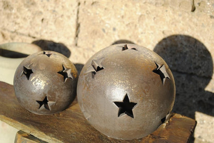 Sternkugel,Windlicht,Terracotta,frostfest,in gold oder silber,2 Größen wählbar