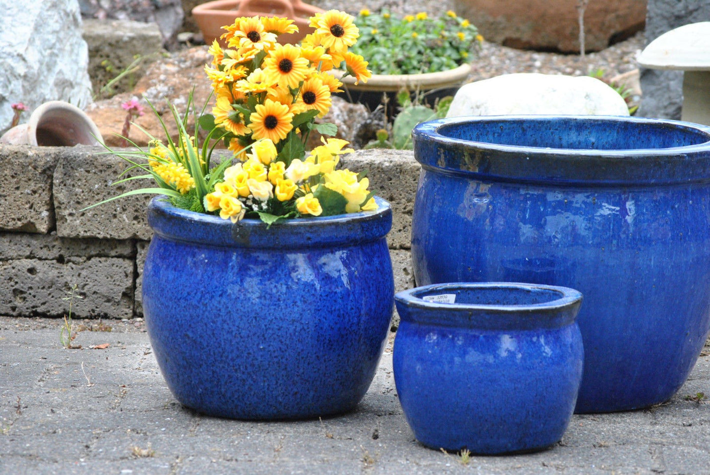 Pflanzkübel,Pflanzgefäß,Blumentopf,strahlendes blau ,frostfest!3 Größen wählbar