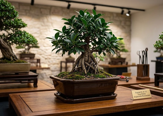 Bonsai Pflanzgefäß mit Untersetzer braun glasiert frostfest Steingut 2 Größen