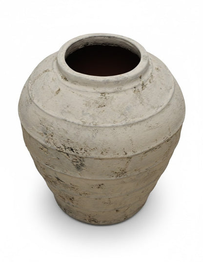 XXL Keramik Bodenvase Yaraya – Rustikales Design – Beige Old Sand – Unikat-44 cm
