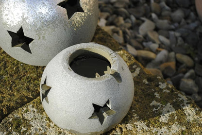 Sternkugel,Windlicht,Terracotta,frostfest,in gold oder silber,2 Größen wählbar