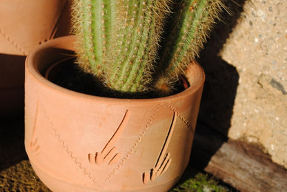 Pflanztöpfe im 3er Set helle Terracotta verziert 10/13/16cm spanisch