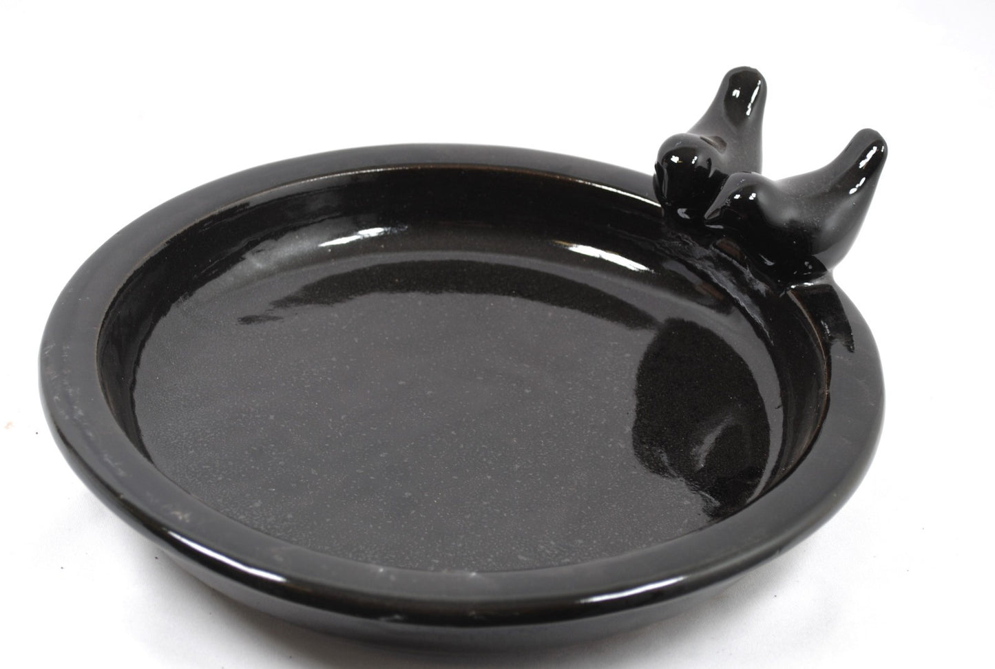 Vogeltränke,dekorativ,zwei Vögelchen,schwarz glasiert,30 cm Wildvögel,Voliere