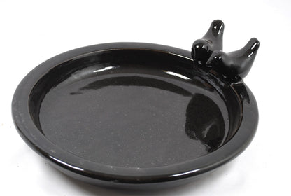 Vogeltränke,dekorativ,zwei Vögelchen,schwarz glasiert,30 cm Wildvögel,Voliere