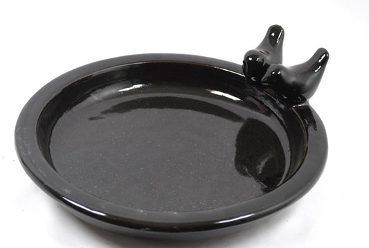 Vogeltränke,dekorativ,zwei Vögelchen,schwarz glasiert,30 cm Wildvögel,Voliere