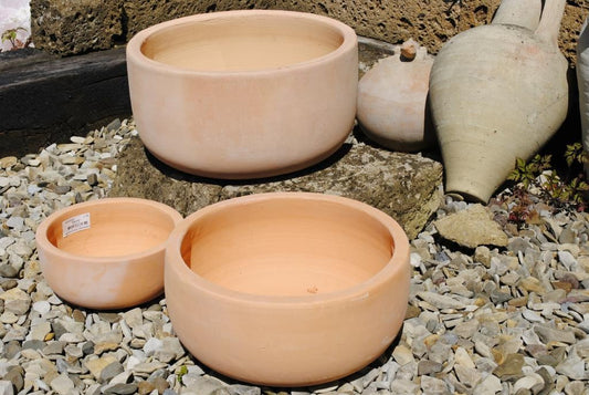 Pflanzschale,Pflanzgefäß,Blumentopf,helles Terracotta,frostfest!3 Größen wählbar