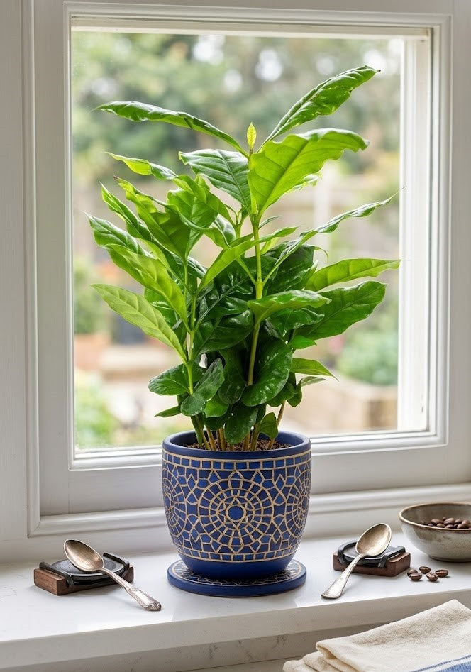 Kaffee Pflanze Coffea Arabica ca. 25cm hoch Glanzblatt Zimmerpflanze Kaffeebaum