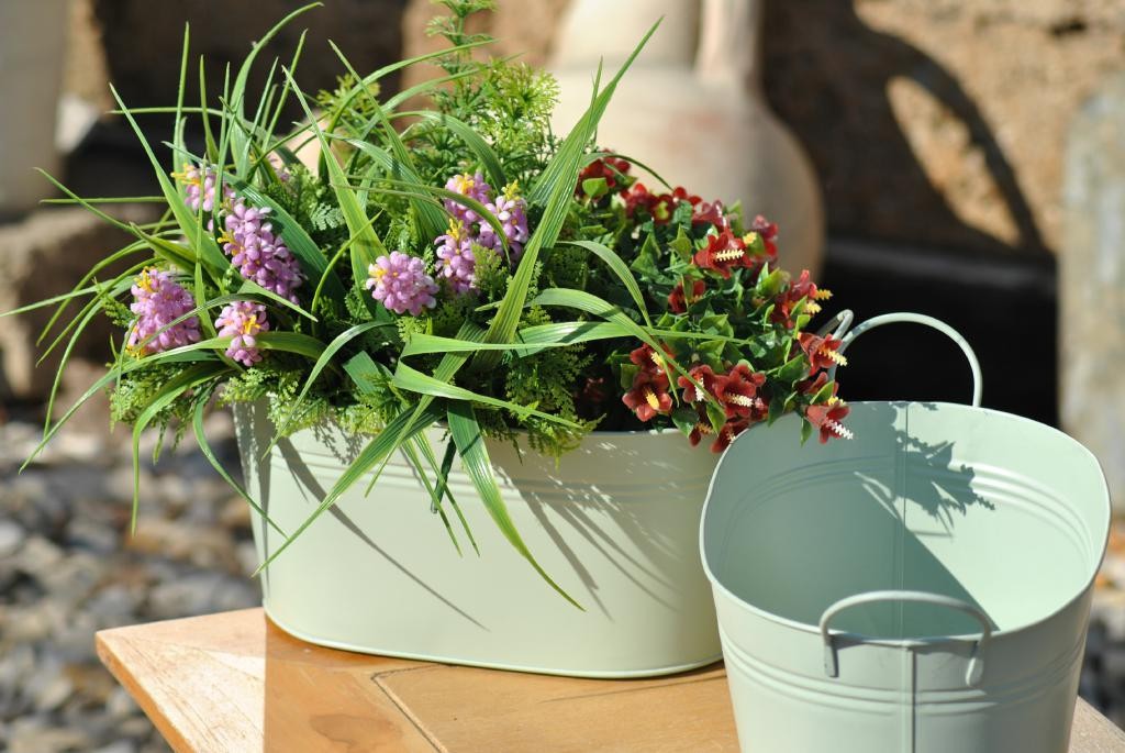 Zinkwanne oliv-grün oval lang im 2er Set 2 Größen wählbar