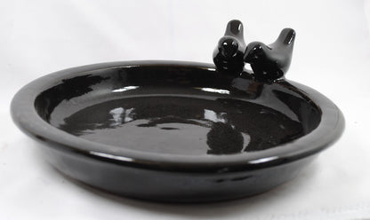 Vogeltränke,dekorativ,zwei Vögelchen,schwarz glasiert,30 cm Wildvögel,Voliere