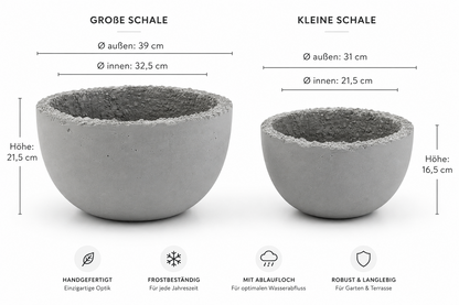 Beton Pflanzschale Rund Pflanzkübel Frostfest Pflanzgefäß Garten Terrasse