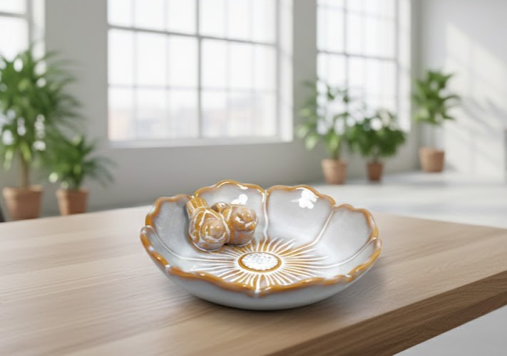 Vogeltränke,zwei Vögelchen,Blüte,creme glasiert,23 cm Wildvögel,Voliere